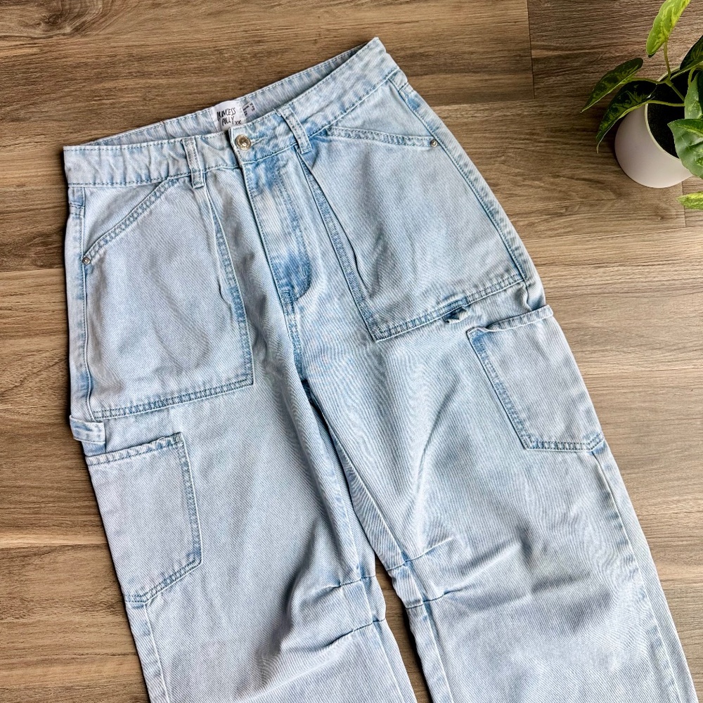 Princess Polly Miami Vice Light Wash Utility Cargo Denim Pants‎ Size 6 - Picture 3 of 14